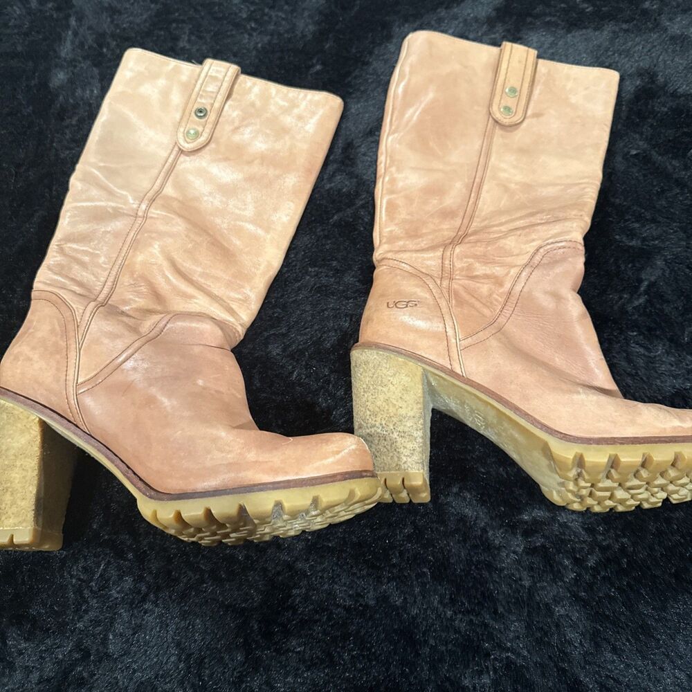 UGG Brown Leather "Josie" Pull On Boots - S/N 1001643 - US 7 EU 38